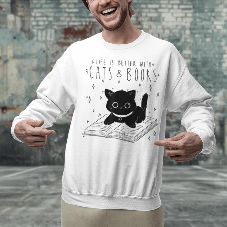 Cat Book For Women Life Is Better With Cats And Books Unisex Sweatshirt