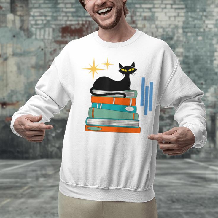 Cat And Books Retro Midcentury Mid Century Aesthetic Unisex Sweatshirt Cat And Books Retro Midcentury Mid Century Aesthetic Unisex Sweatshirt