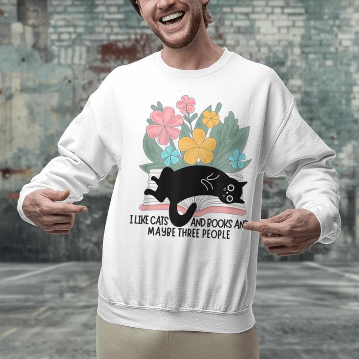 Cat Meme I Like Cats And Books And Maybe Three People Unisex Sweatshirt Cat Meme I Like Cats And Books And Maybe Three People Unisex Sweatshirt
