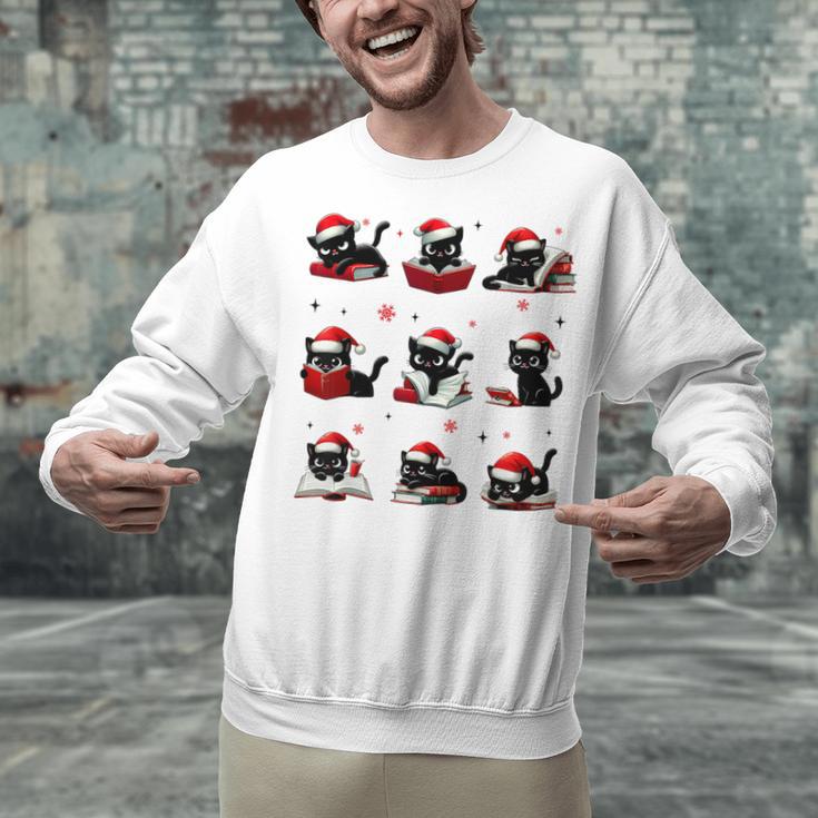 Cat Reading Books Lover Christmas Cat Lover Xmas Unisex Sweatshirt Cat Reading Books Lover Christmas Cat Lover Xmas Unisex Sweatshirt