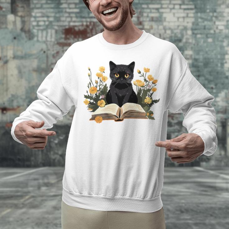 Cat Shirts For Women Book Lover Shirt Cute Cat And Book Premium Tri-Blend Unisex Sweatshirt