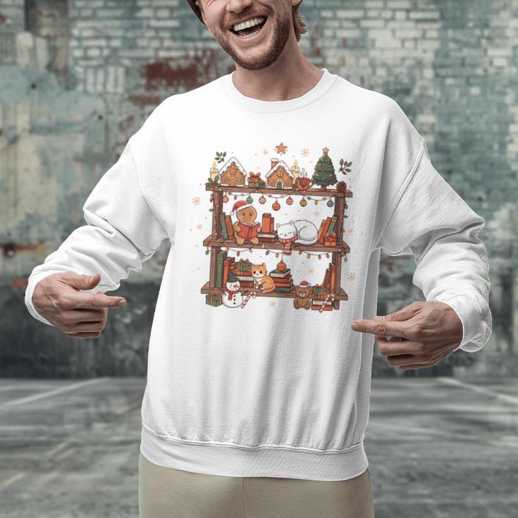 Christmas Cats Bookshelf Gingerbread Unisex Sweatshirt Christmas Cats Bookshelf Gingerbread Unisex Sweatshirt