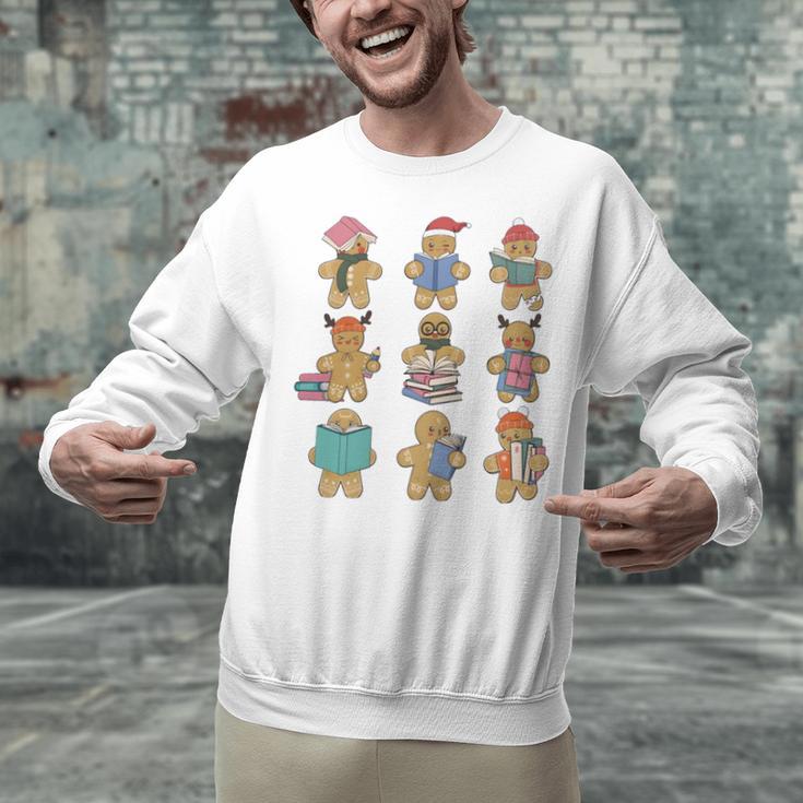 Christmas Library Gingerbread Man Books Lover Bookworm Unisex Sweatshirt