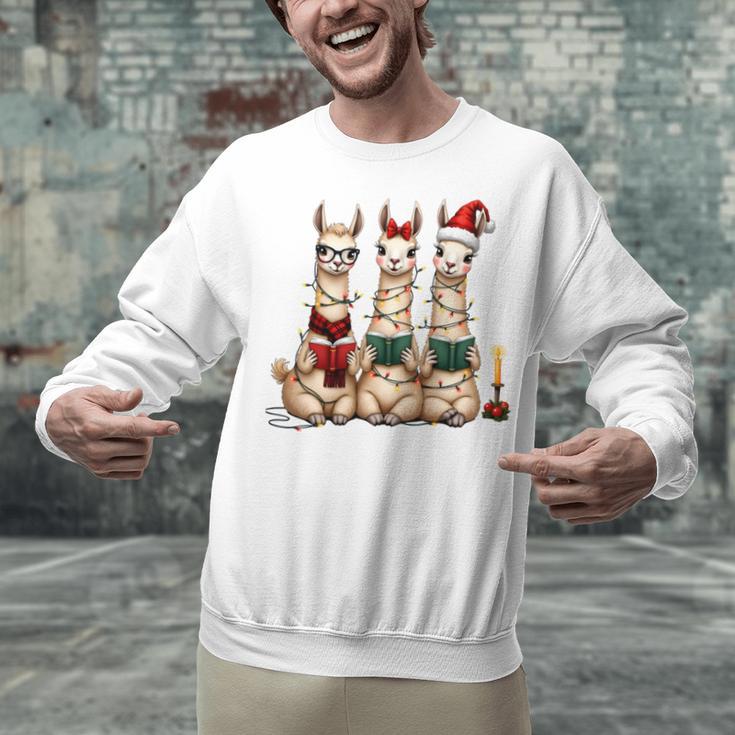 Christmas Three Llamas Reading Reading Books Llama Lover Unisex Sweatshirt Christmas Three Llamas Reading Reading Books Llama Lover Unisex Sweatshirt