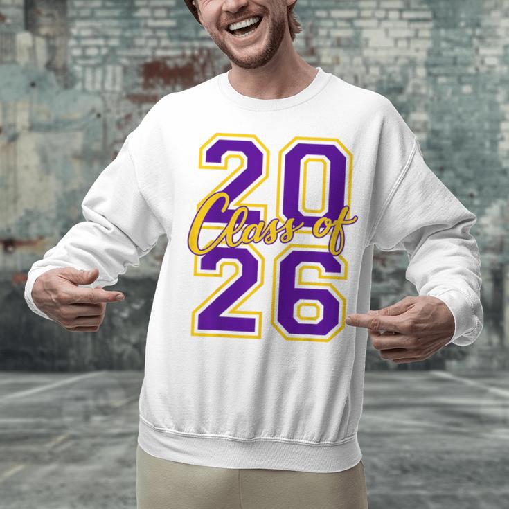 Class Of 2026 Graduation Varsity Purple And Yellow Letters Unisex Sweatshirt