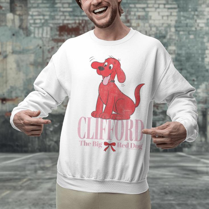 Clifford The Big Red Dog Pink Text With Bow Illustrated Book Unisex Sweatshirt