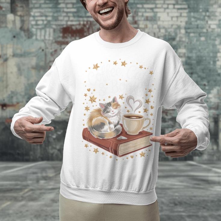 Coffee Cats & Books Cute Cat Book Lover Reading Unisex Sweatshirt