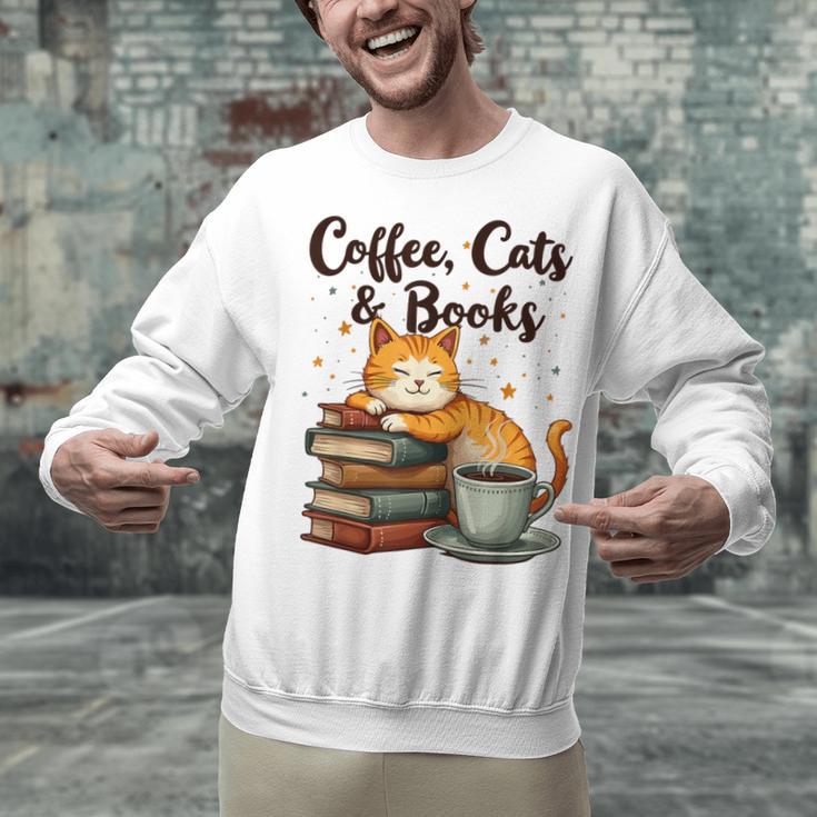 Coffee Cats And Books Lover For Women & Girls Coffee Unisex Sweatshirt