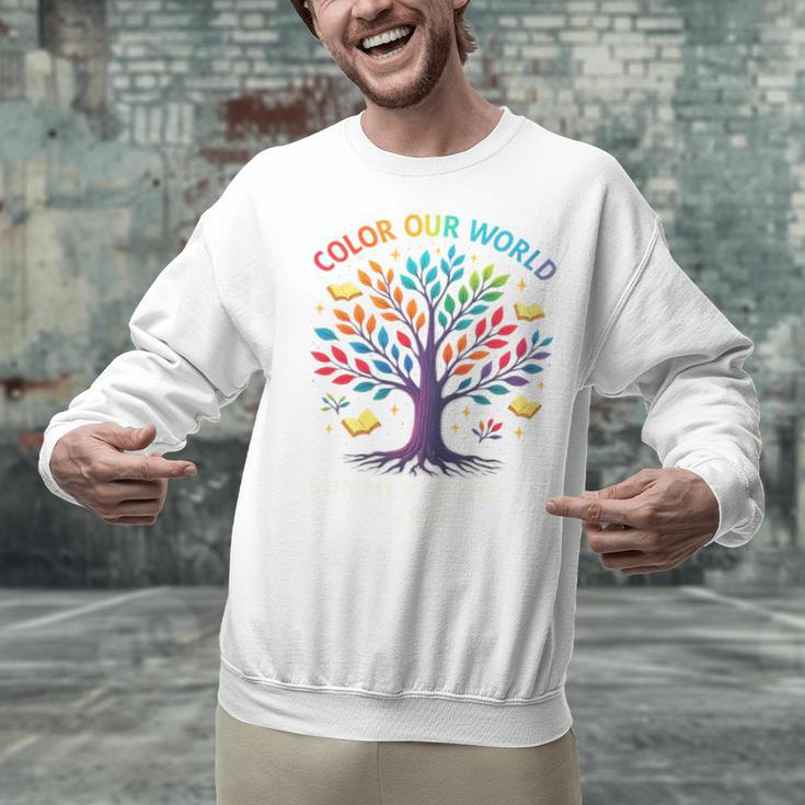 Color Our World Summer Reading Program 2025 Trippy Book Tree Unisex Sweatshirt Color Our World Summer Reading Program 2025 Trippy Book Tree Unisex Sweatshirt