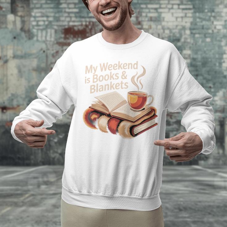 Cozy My Weekend Is Books Blankets Reading Tea Lover Premium Unisex Sweatshirt
