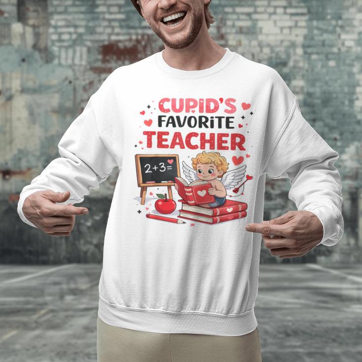 Cupid's Favorite Math Teacher Valentine Reading Book Women Unisex Sweatshirt