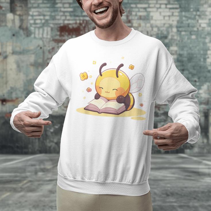 Cute Bee Reading Book Teacher Student Reader Graphic For Men Women Kids Unisex Sweatshirt