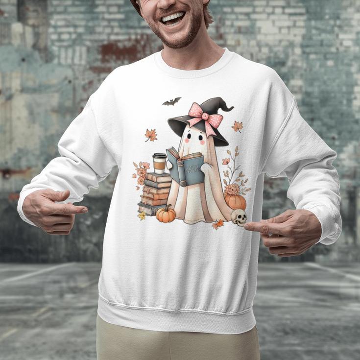 Cute Ghost Reading Book Librarian Book Lover Unisex Sweatshirt