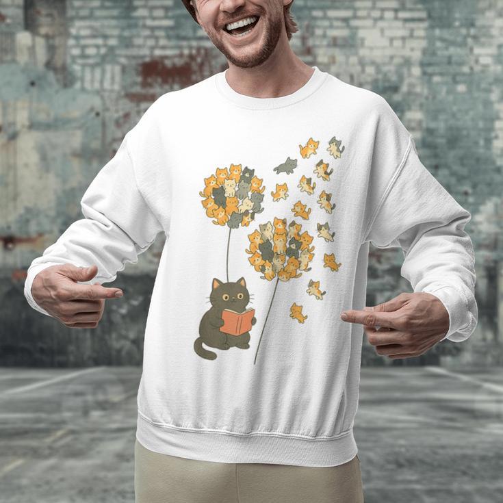 Cute Reading Cat With Kitten Dandelion Flowers Book Lover Unisex Sweatshirt Cute Reading Cat With Kitten Dandelion Flowers Book Lover Unisex Sweatshirt