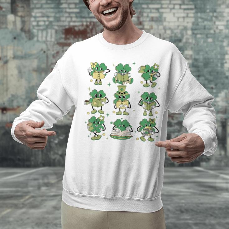 Cute Shamrock Reading Books St Patrick's Day Teacher Reading Unisex Sweatshirt Cute Shamrock Reading Books St Patrick's Day Teacher Reading Unisex Sweatshirt