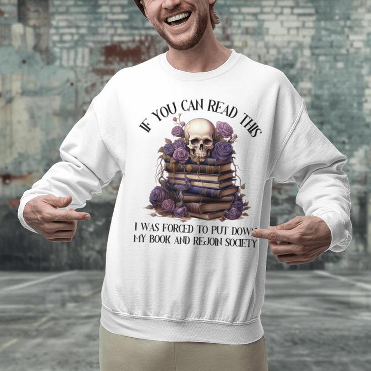 Dark Romance Merch I Put Down My Book Lover Spicy Skeleton Unisex Sweatshirt