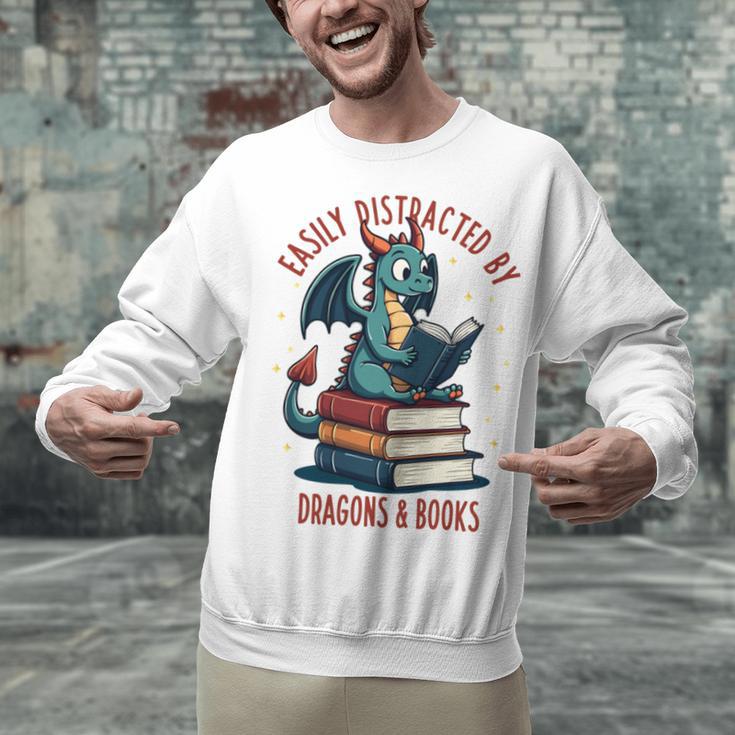 Dark Romance Romantasy Easily Distracted By Dragons & Books Unisex Sweatshirt