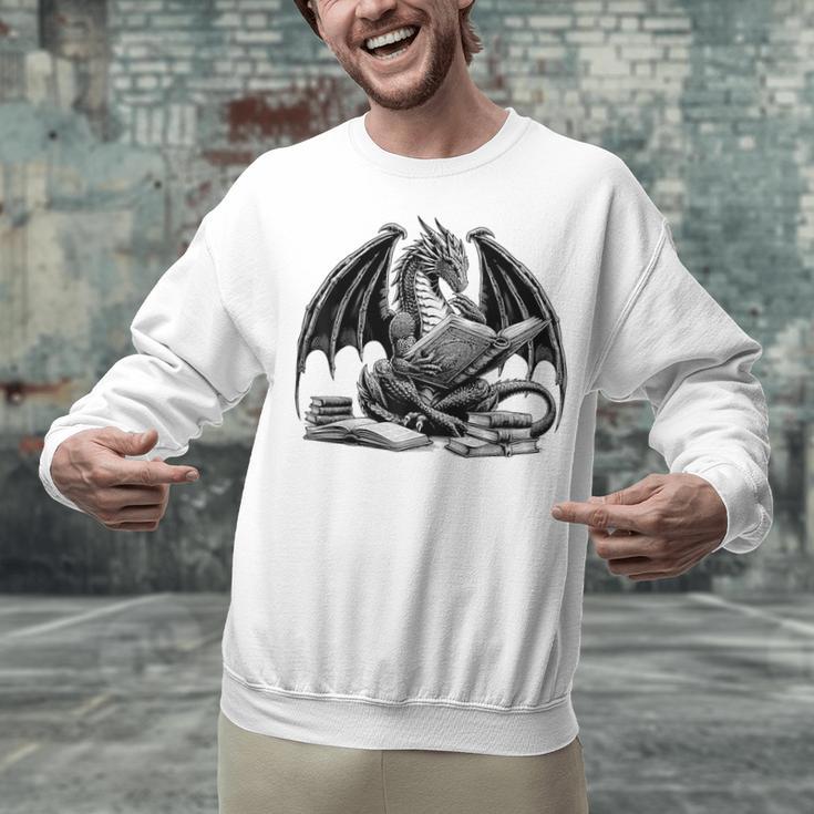 Dragon Reading Book Bookworm Books Dragon Learning Unisex Sweatshirt
