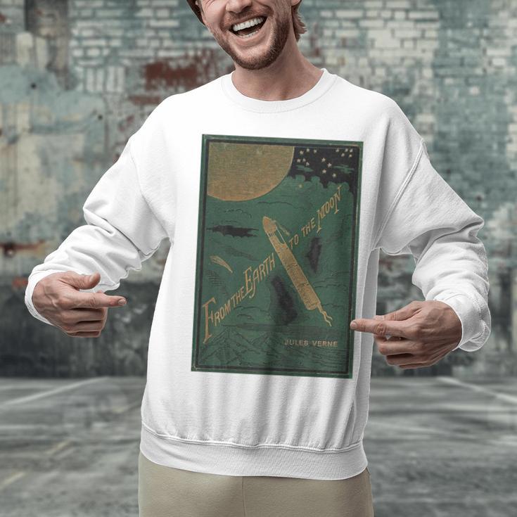 From The Earth To The Moon Book Cover 1874 Premium Unisex Sweatshirt From The Earth To The Moon Book Cover 1874 Premium Unisex Sweatshirt