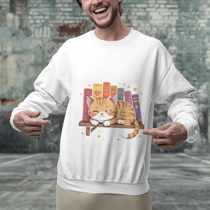 Easily Distracted By Cats And Books Cute Cat Sleeping Girls Unisex Sweatshirt