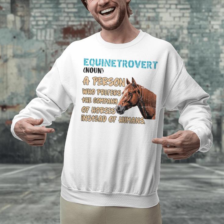 Equinetrovert Definition Equine Horse Riding Introvert Unisex Sweatshirt