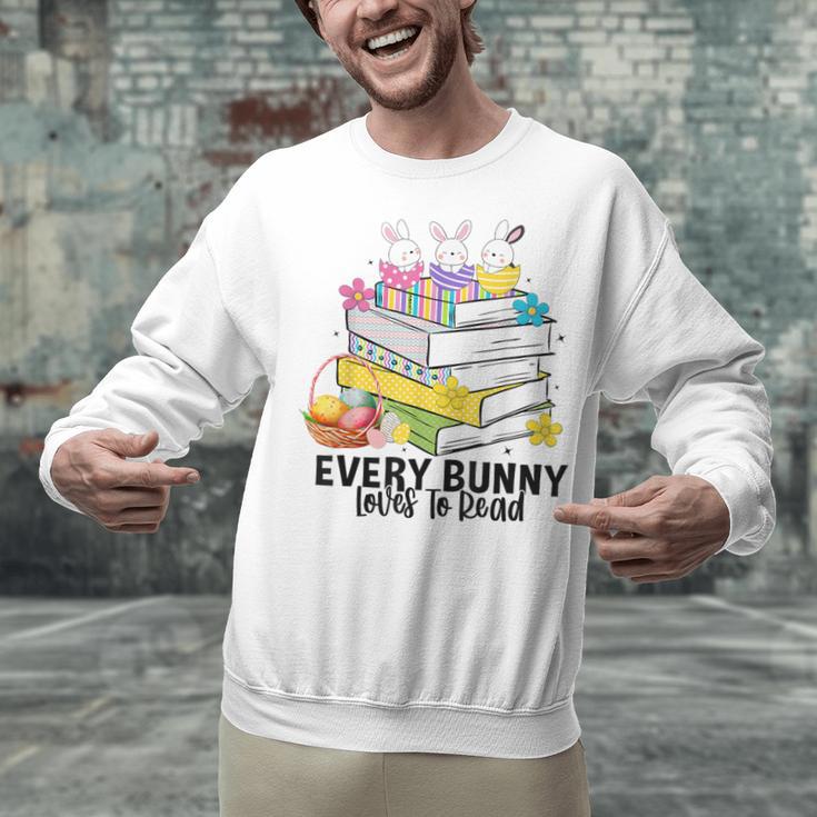Every Bunny Loves To Read Easter Cute Reading Books Lover Unisex Sweatshirt