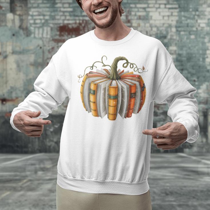 Fall Book Pumpkin Fall Librarians Bookworm Teachers Students Unisex Sweatshirt