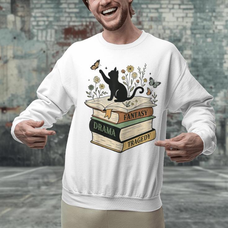 Fantasy Drama Tragedy Cat Book Lover Reading Humor Unisex Sweatshirt Fantasy Drama Tragedy Cat Book Lover Reading Humor Unisex Sweatshirt