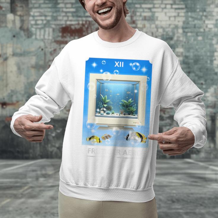 Frutiger Aero Aesthetic Tech Computer Aquarium Tarot Card Raglan Baseball Tee Unisex Sweatshirt