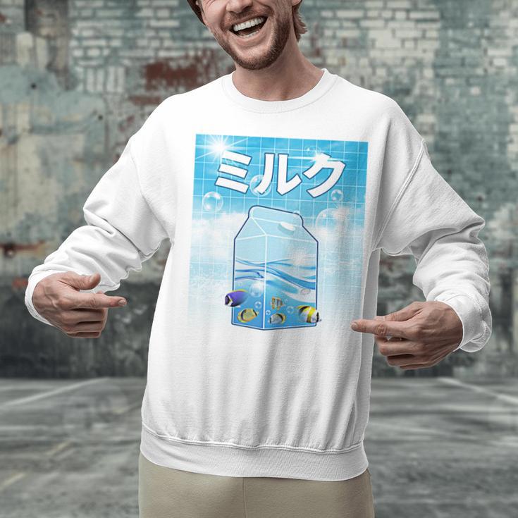 Frutiger Aero Aesthetic Tech Kawaii Milk Underwater Fishes Unisex Sweatshirt Frutiger Aero Aesthetic Tech Kawaii Milk Underwater Fishes Unisex Sweatshirt