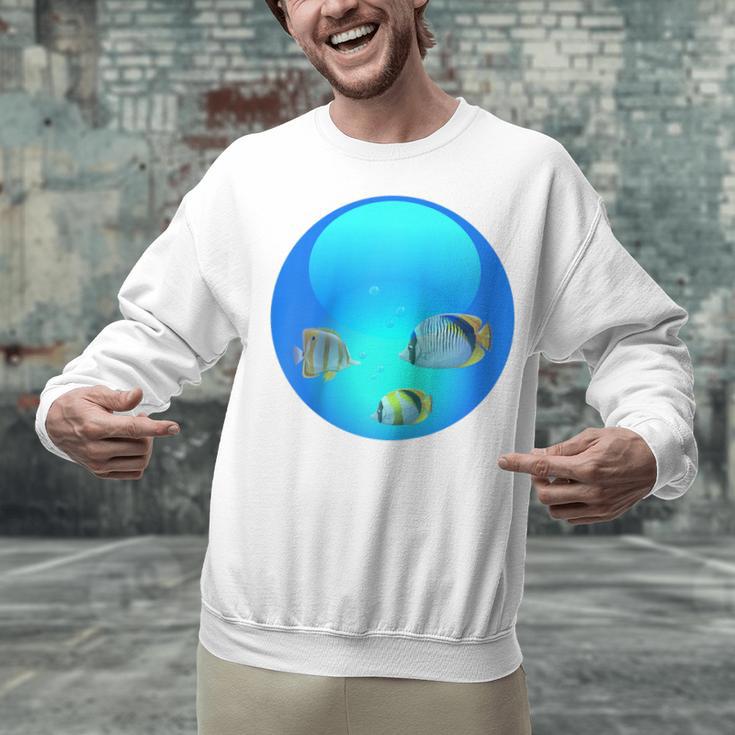 Frutiger Aero Aesthetic Tech Orb Fishes Raglan Baseball Tee Unisex Sweatshirt