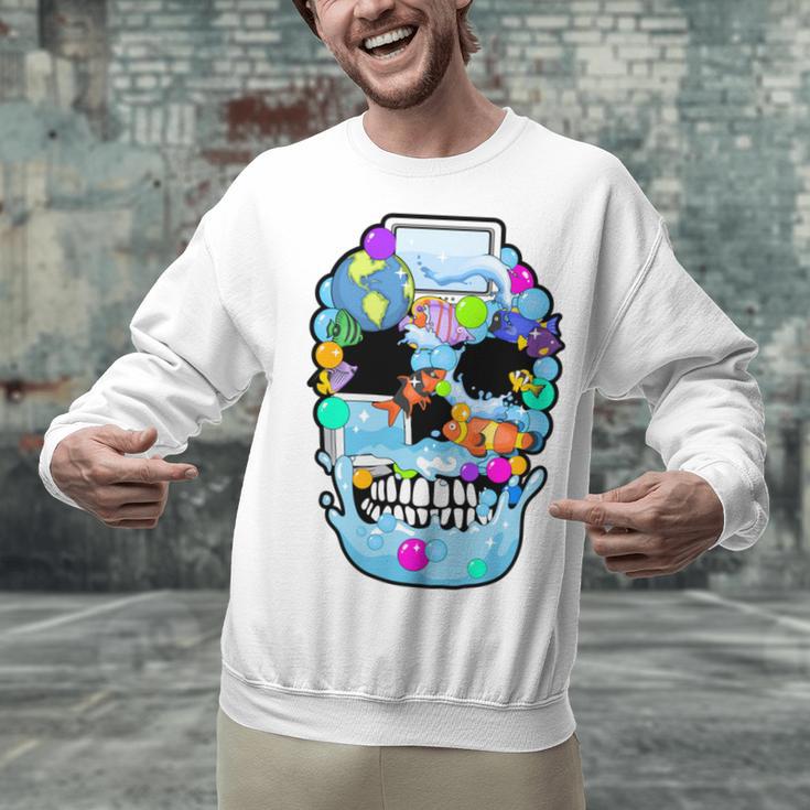 Frutiger Aero Aesthetic Tech Skull Computer Fishes Unisex Sweatshirt Frutiger Aero Aesthetic Tech Skull Computer Fishes Unisex Sweatshirt