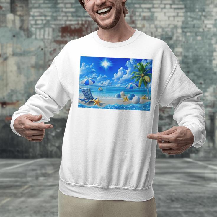 Frutiger Aero Beach Y2k Aesthetic Palm Tree Sand Ocean Premium Unisex Sweatshirt