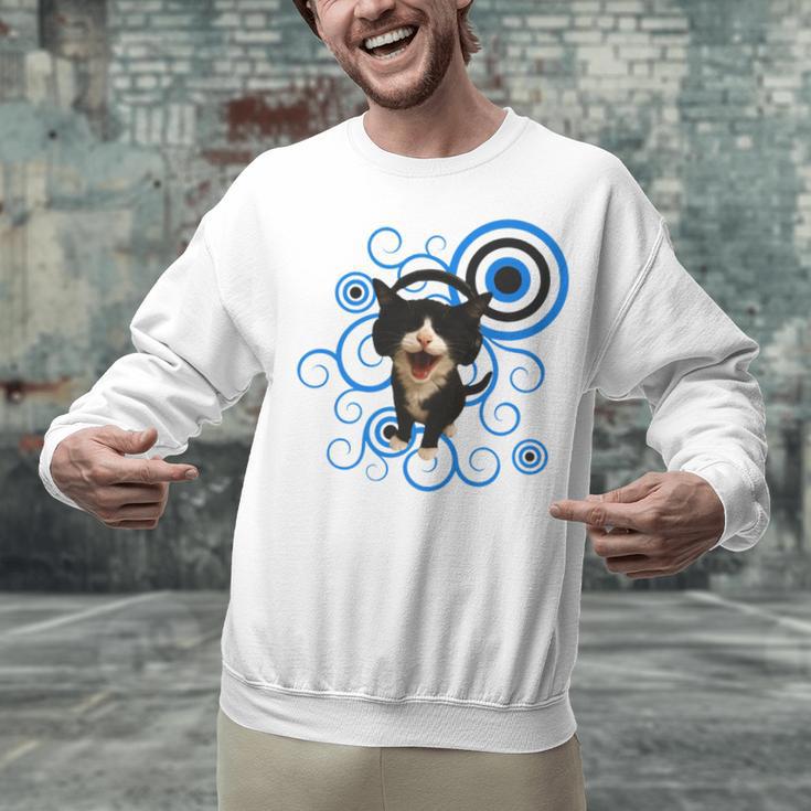 Frutiger Aero Cat Meme Headphone Kitty Cat Lover Unisex Sweatshirt