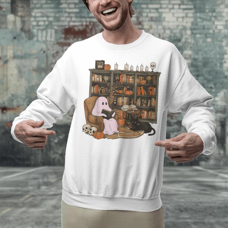 Ghost Reading Book Cat Lover Halloween Reading Enthusiast Unisex Sweatshirt Ghost Reading Book Cat Lover Halloween Reading Enthusiast Unisex Sweatshirt