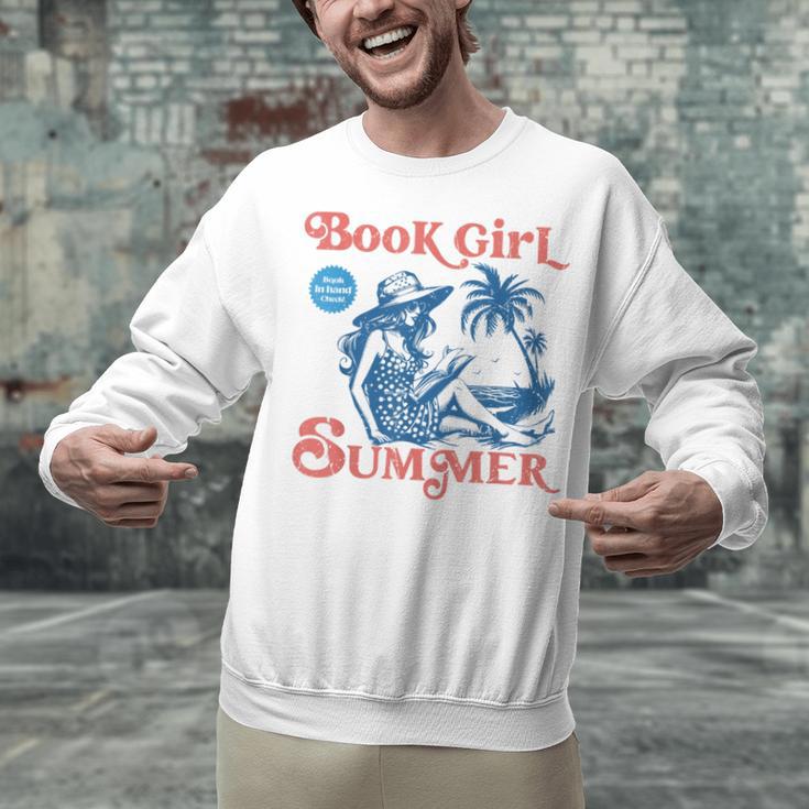 Girl Reading Book Summer Beach Vacation For Book Lover Unisex Sweatshirt