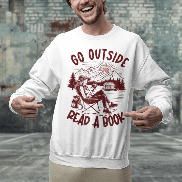 Go Outside Read a Book Vintage Bibliophiles Unisex Sweatshirt Go Outside Read a Book Vintage Bibliophiles Unisex Sweatshirt