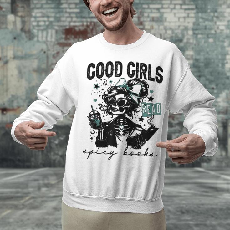 Good Girls Read Spicy Skeleton Book Club Unisex Sweatshirt