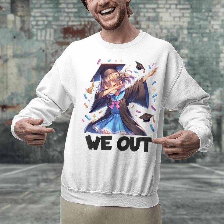 We Out Graduate Dabbing Anime Girl Grad Graduation Unisex Sweatshirt