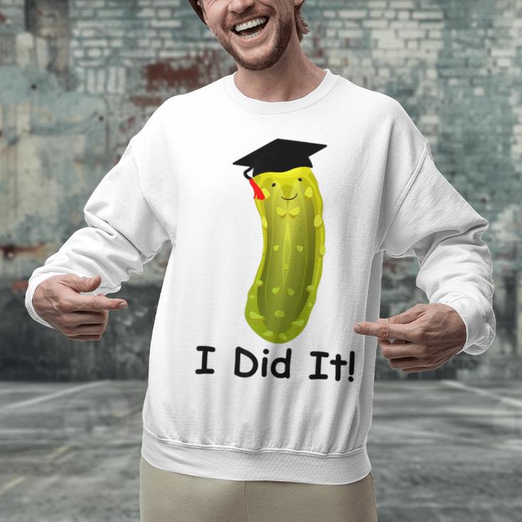 Graduation Cap Wearing Big Dill Pickle I Did It Graduate Fun Unisex Sweatshirt