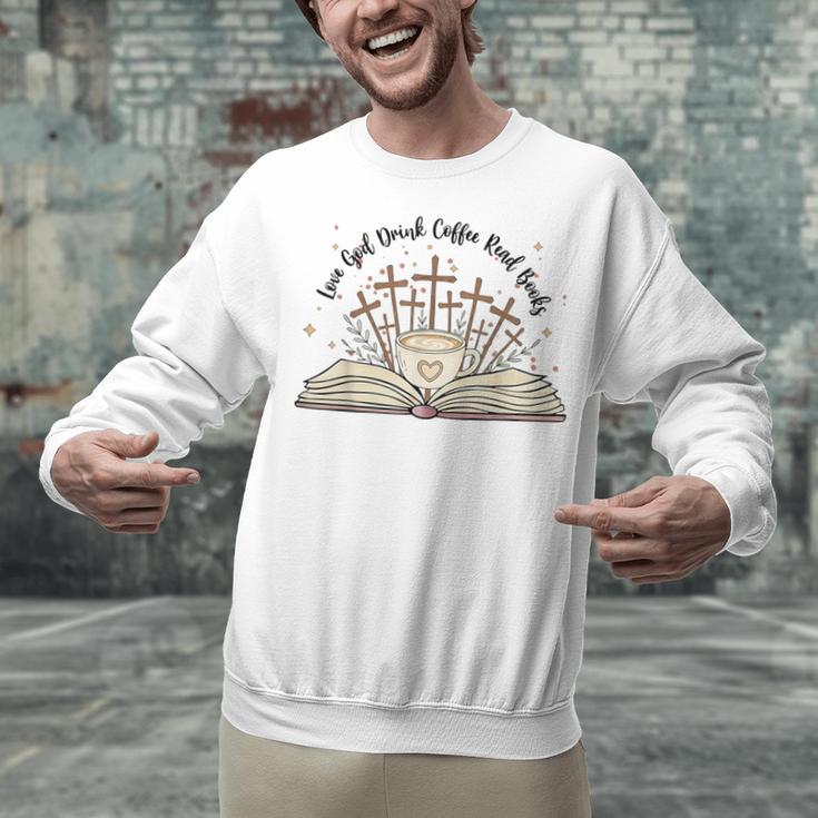 Groovy Flowers Love God Drink Coffee Read Books Christian Unisex Sweatshirt