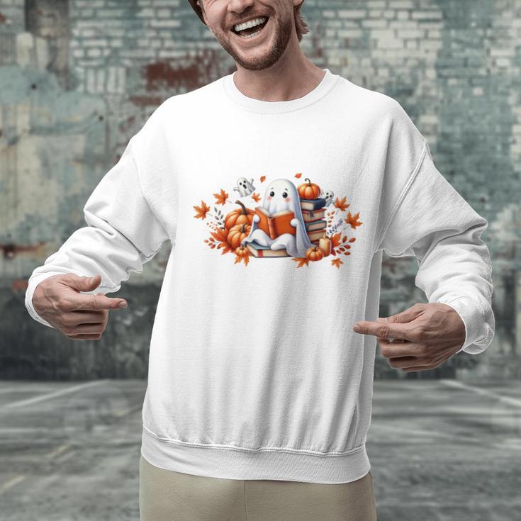 Halloween Book Lover Ghost Witch Books & Pumpkins Unisex Sweatshirt