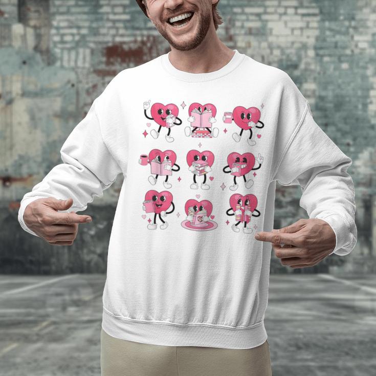 Heart Reading Books Valentine Teacher Boy Girl Book Lover Unisex Sweatshirt