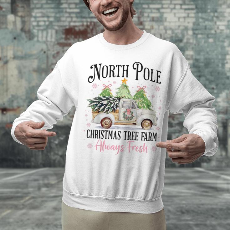 Holiday Scene Nostalgia North Pole Tree Farm Merry Christmas Unisex Sweatshirt Holiday Scene Nostalgia North Pole Tree Farm Merry Christmas Unisex Sweatshirt