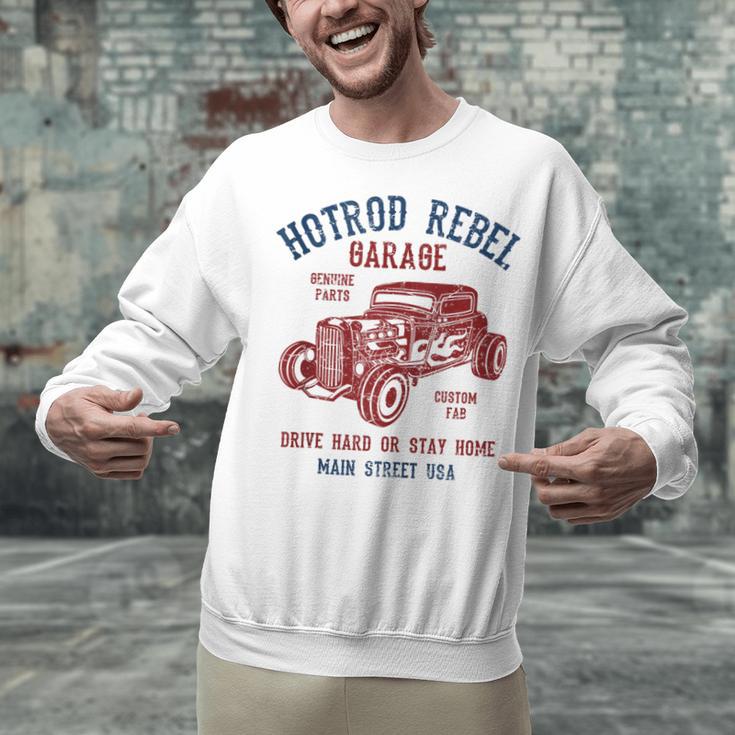 Hotrod Rebel Automotive Nostalgia Old Car Distressed Unisex Sweatshirt