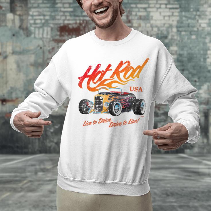 Hotrod Vintage Style Car Nostalgia Hotrod Distressed Premium Tri-Blend Unisex Sweatshirt