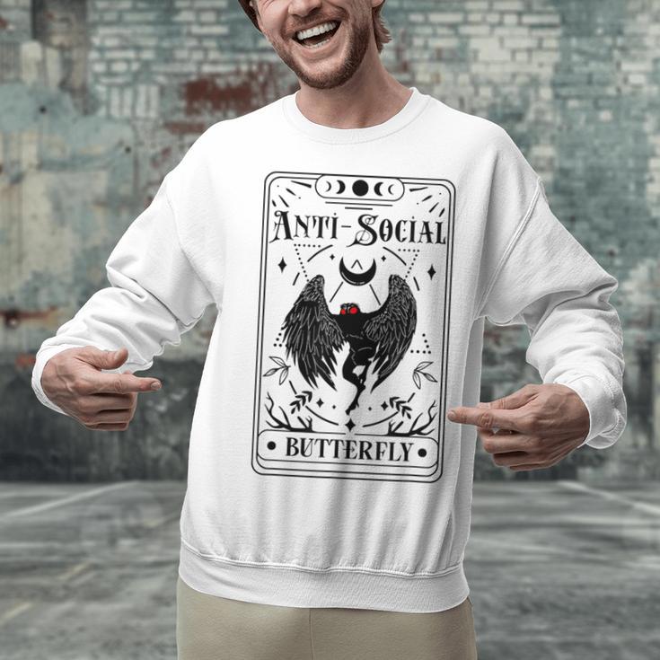 Introvert Apparel Emporium Mothman Tarot Card Antisocial Butterfly Cryptozoologist -Adults Grey Unisex Sweatshirt