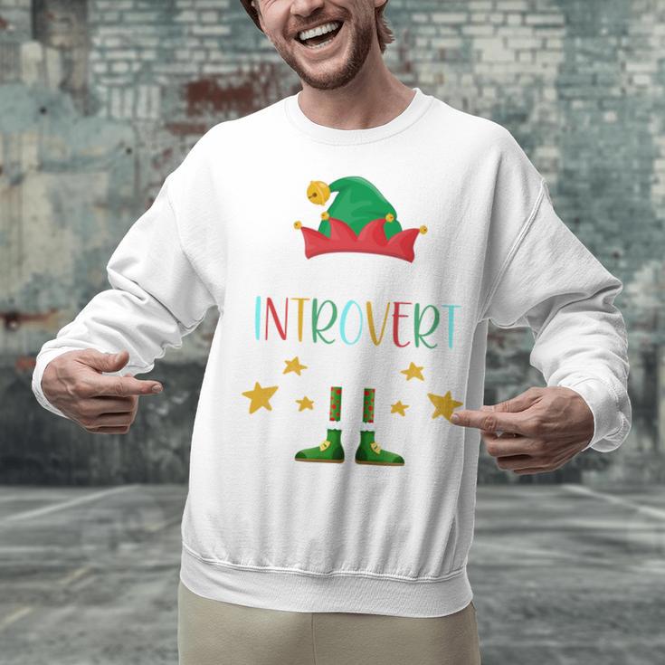 The Introvert Elf Christmas Family Matching Fun Xmas Top Unisex Sweatshirt
