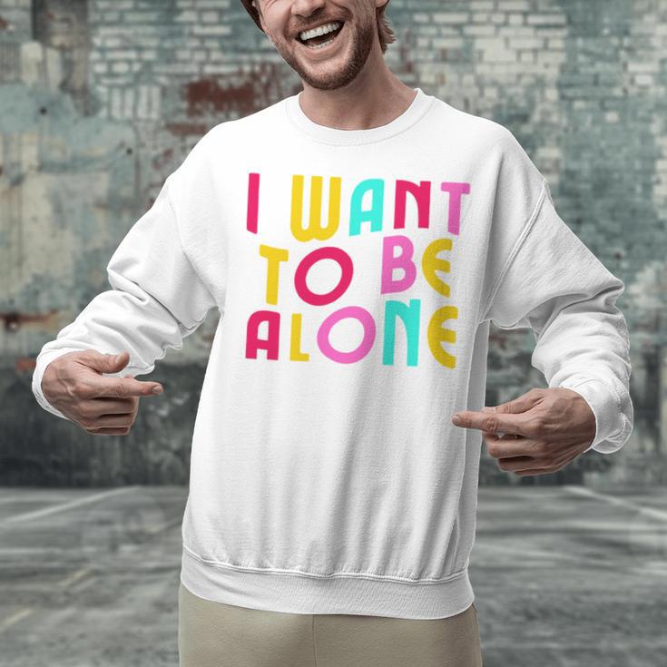 Introvert I Want To Be Alone Retro Wavy Unisex Sweatshirt
