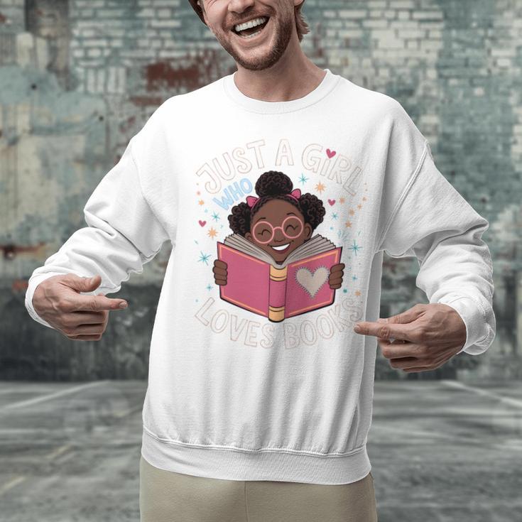 Just A Girl Who Loves Books Cute African American Afro Unisex Sweatshirt Just A Girl Who Loves Books Cute African American Afro Unisex Sweatshirt